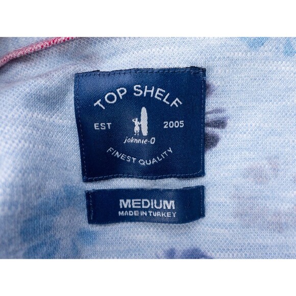 Johnnie O Shirt Mens Medium (Small Fit) Blue Circle Print Top Shelf Short Sleeve - Picture 2 of 9